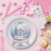 グランドミレニアルピンク&ブルーダマスコスノースグローブ ペーパープレート (パーティー)