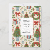 グランドミレニアルフローラパインツリーズボウホリデーカード (正面)