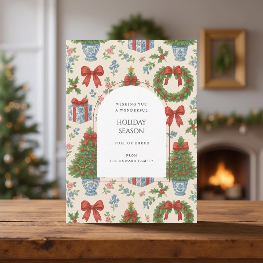 グランドミレニアルフローラパインツリーズボウホリデーカード