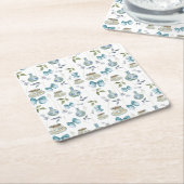 グランドミレニアルボウウォーターカラーフローラコースター スクエアペーパーコースター (アングル)