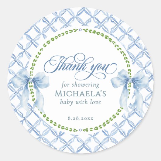 グランドミレニアル水彩赤ちゃんシャワーありがとう ラウンドシール (正面)