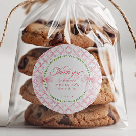 グランドミレニアル ウォーターカラー ベイビー シャワー サンクス ラウンドシール