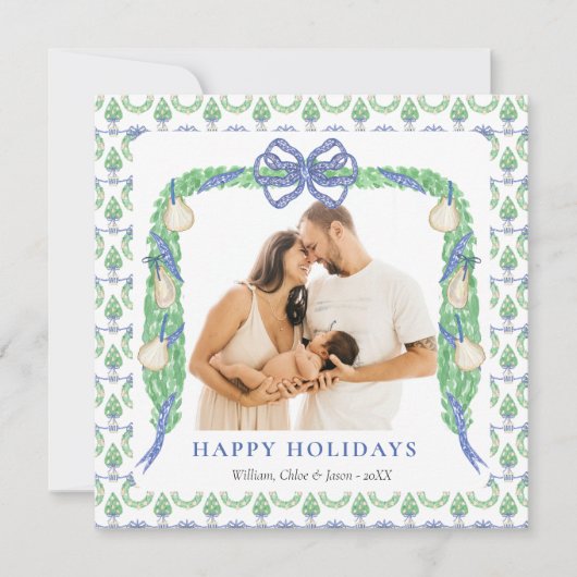 グランドミレニアル コースタル ブルー シノワズリー ワン フォト シーズンカード (正面)