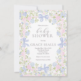 グランドミレニアル ピンクとブルーのベビーシャワー招待状 招待状