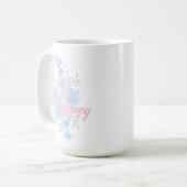 グランドミレニアル ピンクブルー 花柄 名前入り コーヒーマグカップ (正面左)