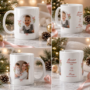グランドミレニアル ピンクボウ ミスルトー クリスマスフォト コーヒーマグカップ