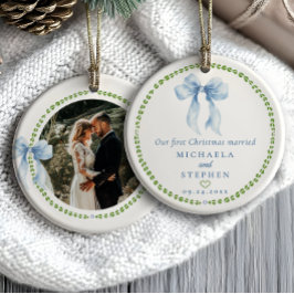 グランドミレニアル 初めてのクリスマス 夫婦のフォト セラミックオーナメント