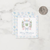 グランドミレ名門私立校風のニアルクリスマスモノグラムクレスト ノートカード (正面/裏面インサイチュ)