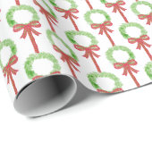 グランドミレ名門私立校風のニアルクリスマスリースタータンチェックボウ ラッピングペーパー (ロールコーナー)