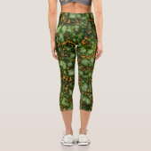 グランドモスグリーンと金ゴールドマーブルテクスチャデザイン カプリレギンス (裏面)