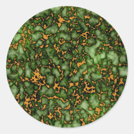 グランドモスグリーンと金ゴールドマーブルテクスチャデザイン ラウンドシール