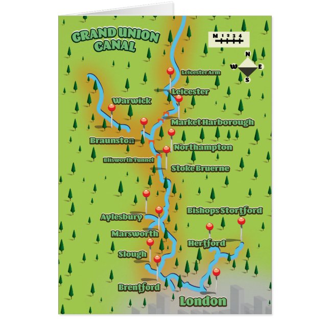 グランドユニオン運河の地図 (正面)