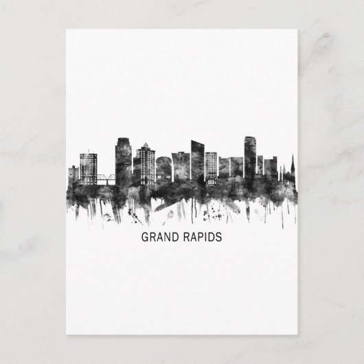 グランドラピッズミシガンスカイラインBW シーズンポストカード (正面)