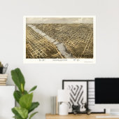 グランドラピッドMIパノラママップ – 1868 ポスター (ホームオフィス)