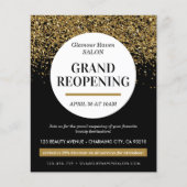 グランドリオープニングブラック金ゴールドグリッターサロンフライヤー チラシ (正面)