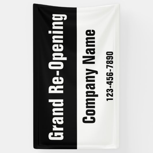 グランドリオープニング白黒社名 横断幕 (縦)