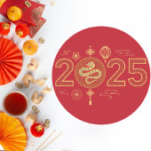 グランドレッドと金ゴールド2025年のヘビ ラウンドシール