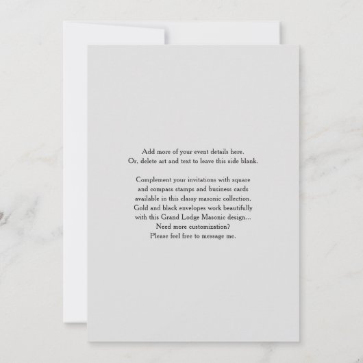 グランドロッジマソニック招待状 |フリーメーソン 招待状 (裏面)