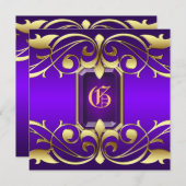 グランド公爵夫人パープルジュエル金ゴールドスクロール招待状 招待状 (正面/裏面)