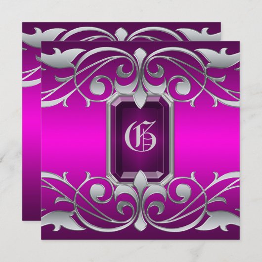 グランド公爵夫人ピンクジュエルピンクリージェンシー招待状 招待状 (正面/裏面)