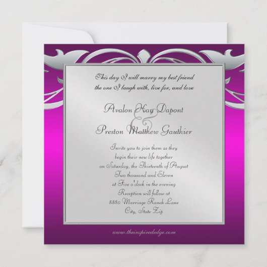 グランド公爵夫人ピンクジュエルピンクリージェンシー招待状 招待状 (裏面)