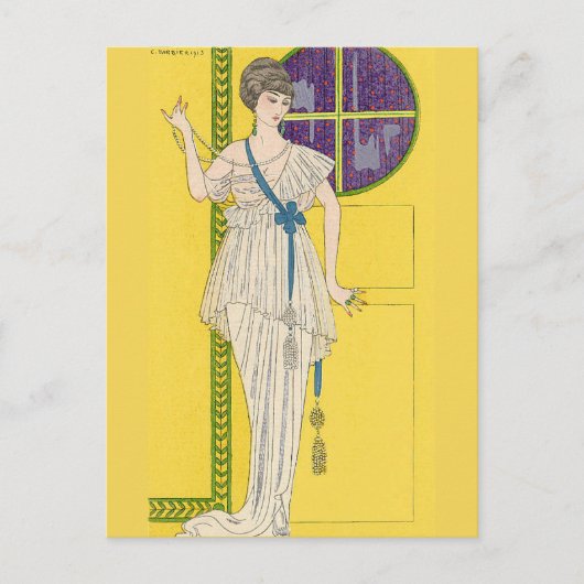 グランド夕べドレスインサテンバイジョージバービエ ポストカード (正面)