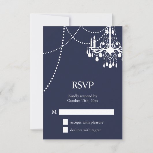 グランド社交ダンスウェディングRSVP inブルー 出欠カード (正面)