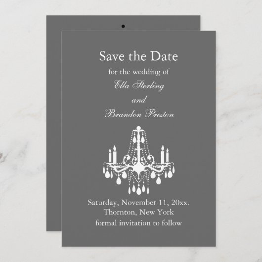 グランド社交ダンス日付の保存(グレー) セーブザデート (正面/裏面)