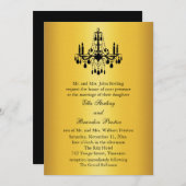 グランド社交ダンス結婚式招待状2 (金ゴールドと黒) 招待状 (正面/裏面)