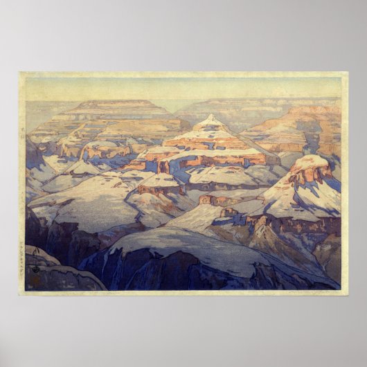 グランド・キャニオン, Grand Canyon, Yoshida, Woodcut ポスター (正面)