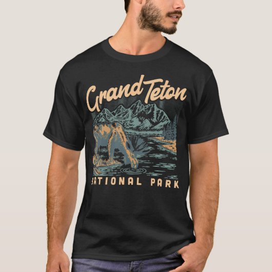 グランド・ティートン国立公園のヘラジカ ヴィンテージ Tシャツ (正面)