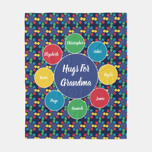 グランナ·ノナ·グランドレンジ·ファミリー·ハグズ·モノグラム フリースブランケット (正面)