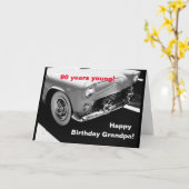 グランパのビンテージカー – 90歳の誕生日 カード (黄色い花)