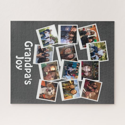 グランパの喜びフォトフレームのコラージュモダントレンディー ジグソーパズル (横)