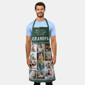 グランパはシェフ最高ののグリーンフォトコラージュ エプロン (着用した状態)