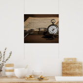 グランパズアンティーク時計と眼鏡 ポスター (キッチン)