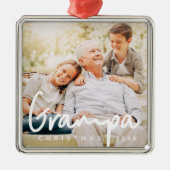 グランパフォトクリスマスホリデーシモダンックエレガントシック メタルオーナメント (正面)