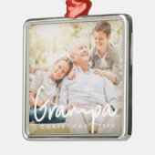 グランパフォトクリスマスホリデーシモダンックエレガントシック メタルオーナメント (左)