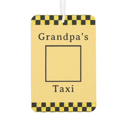 グランパーソナライズされたパのタクシー写真グリッターエアーファン カーエアーフレッシュナー (裏面)