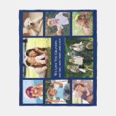 グランパ愛Youフォトコラージュパーソナライズされたブルー フリースブランケット (正面)