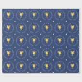 グランパ誕生日トロフィーカスタム文字ネイビー ラッピングペーパー (フラット)