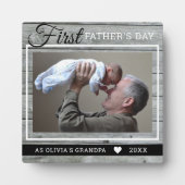 グランパ1st父の日写真グレイ素朴ウッド フォトプラーク (正面)