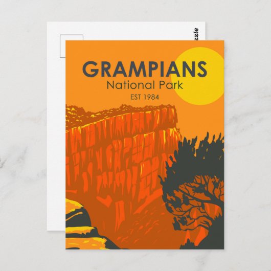 グランピアンズナショナルパークオーストラリアヴィンテージ ポストカード (正面/裏面)