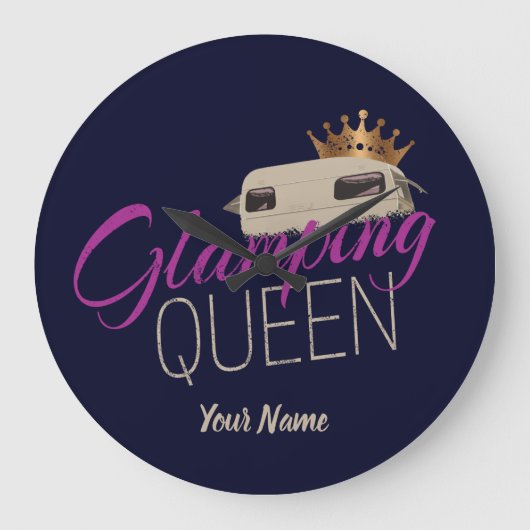 グランピンクイーンキャンピングウィズヴィンテージ隊 ラージ壁時計 (正面)