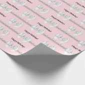 グランピンク ティファニー テーマ ブージュ ホワイト ボウ パール ラッピングペーパー (角)