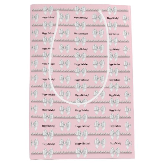 グランピンク ティファニー テーマ ブージー ハッピー バースデー ミディアムペーパーバッグ (正面)