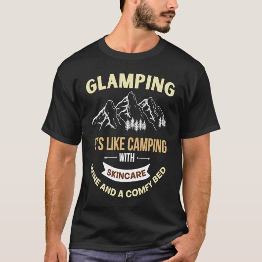 グランピングは電気とワインが楽しめるキャンプ Tシャツ (正面)