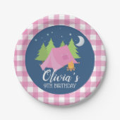 グランピングガールキャンピングバースデーパーティープレート ペーパープレート (正面)