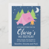 グランピングガールキャンピングバースデーパーティー招待状 招待状 (正面)