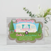 グランピングガールズキャンピングバースデーパーティー招待 招待状 (スタンド正面)